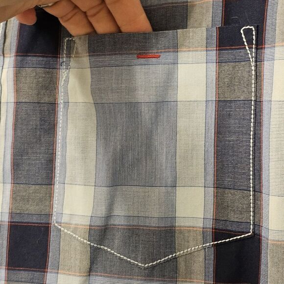 Tony Hawk Short Sleeve Collar Button Shirt Skater 80s 90s Blue Plaid Large - Picture 5 of 9